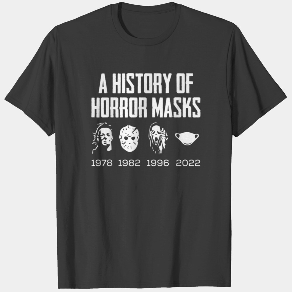 Horror Masks Shirt, Lazy Halloween Costume Graphic Tee For Scary Movie Fans 05
